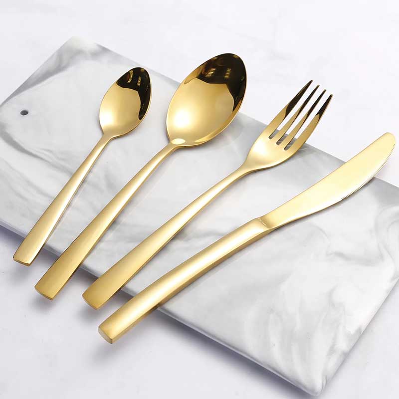 24-Piece Stainless Steel Gold Silverware Set